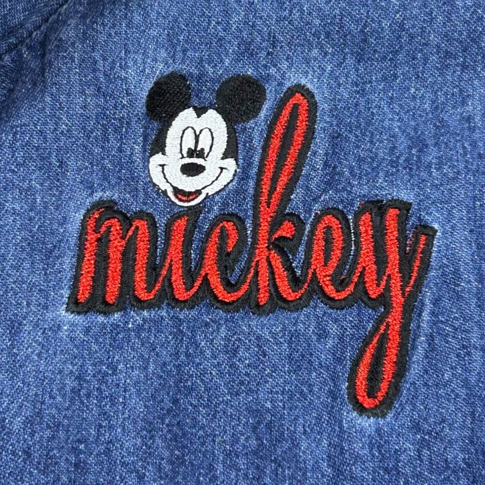 Vintage Mickey Jerry Leigh Mickey Mouse Woman's Denim Shirt Jacket Medium Zip - Picture 8 of 8